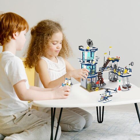 مجموعات بناء مركز شرطة المدينة STEM، متوافقة مع سيارة شرطة ليغو، وسيارة اللصوص، وطائرة المراقبة بدون طيار، طقم بناء للأطفال، 699 قطعة أفضل هدية لـ 6 7 8 9 10 أولاد in Kuwait