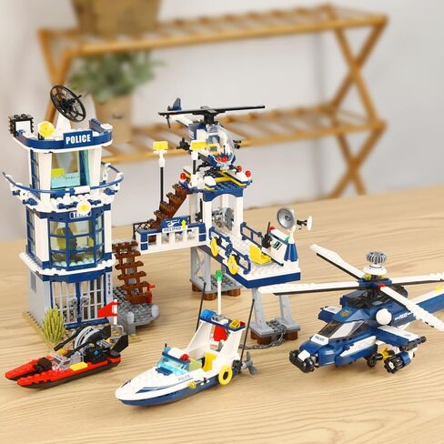 مجموعات بناء مركز شرطة المدينة STEM، متوافقة مع سيارة شرطة ليغو، وسيارة اللصوص، وطائرة المراقبة بدون طيار، طقم بناء للأطفال، 699 قطعة أفضل هدية لـ 6 7 8 9 10 أولاد in Kuwait
