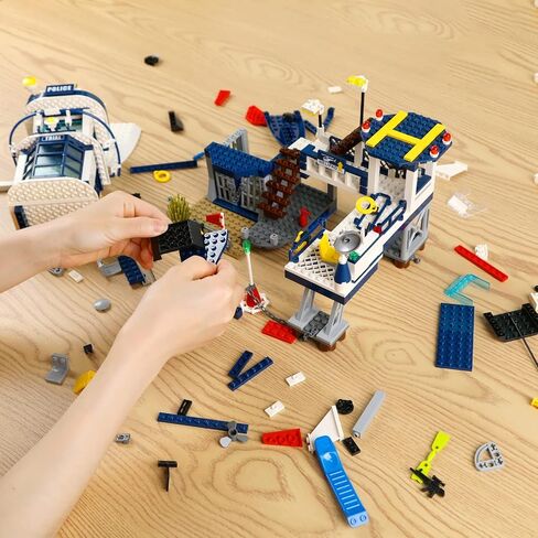 مجموعات بناء مركز شرطة المدينة STEM، متوافقة مع سيارة شرطة ليغو، وسيارة اللصوص، وطائرة المراقبة بدون طيار، طقم بناء للأطفال، 699 قطعة أفضل هدية لـ 6 7 8 9 10 أولاد in Kuwait