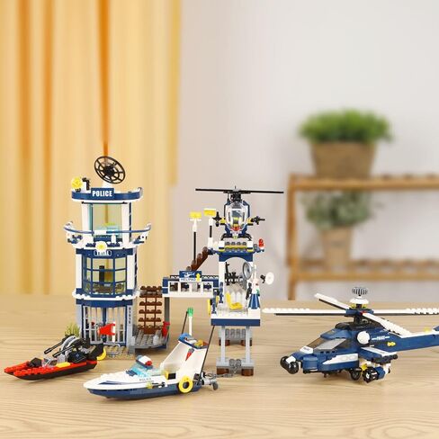 مجموعات بناء مركز شرطة المدينة STEM، متوافقة مع سيارة شرطة ليغو، وسيارة اللصوص، وطائرة المراقبة بدون طيار، طقم بناء للأطفال، 699 قطعة أفضل هدية لـ 6 7 8 9 10 أولاد in Kuwait