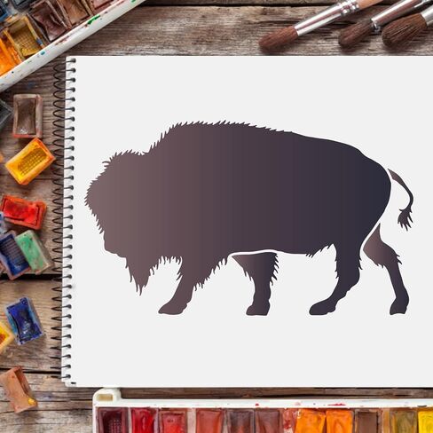 FINGERINSPIRE Layered Buffalo Stencils Template 11.8x11.8inch Plastic Aztec Buffalo Drawing Painting Stencils Aztec Borders Pattern Stencils for Painting on Wood, Floor, Wall and Tile in Saudi Arabia