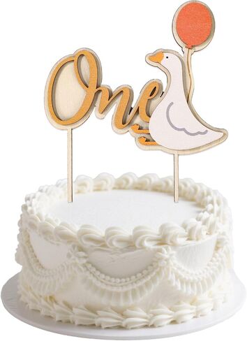 One Silly Goose Birthday Cake Topper, Cute White Goose Theme First Cupcake Topper Funny 1st Birthday Decorations Gosling Party Decor for Boy Girl Celebration in Saudi Arabia