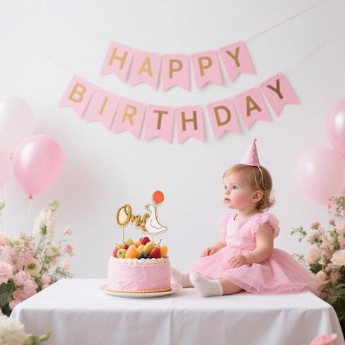 One Silly Goose Birthday Cake Topper, Cute White Goose Theme First Cupcake Topper Funny 1st Birthday Decorations Gosling Party Decor for Boy Girl Celebration in Saudi Arabia