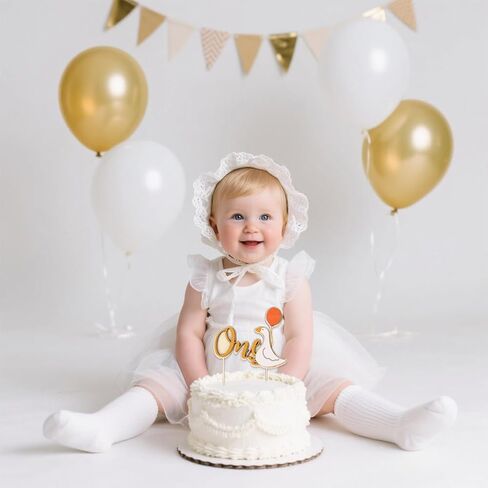 One Silly Goose Birthday Cake Topper, Cute White Goose Theme First Cupcake Topper Funny 1st Birthday Decorations Gosling Party Decor for Boy Girl Celebration in Saudi Arabia