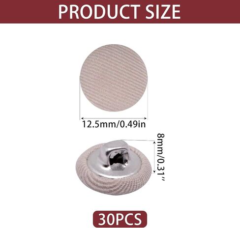 30PCS 12.5mm Fabric Cloth Covered Buttons with Shank, Round Buttons for Clothes, Bridal Wedding Dress, DIY Sewing, Tuxedo, Suits, Coats, Handmade Craft, Burgundy in Saudi Arabia