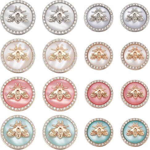 Fingerinspire 16 PCS 3D BEE Round Button 18mm 25mm (4 Colors) 1-Hole Zinc Alloy Shank Buttons أزرار السترة المينا المحددة لبدلات السترة الرياضية سترة موحدة سحابات الخياطة الحرف اليدوية in Saudi Arabia