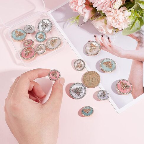 Fingerinspire 16 PCS 3D BEE Round Button 18mm 25mm (4 Colors) 1-Hole Zinc Alloy Shank Buttons أزرار السترة المينا المحددة لبدلات السترة الرياضية سترة موحدة سحابات الخياطة الحرف اليدوية in Saudi Arabia