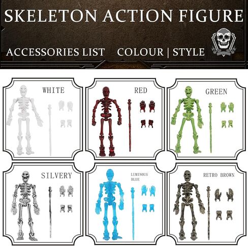 6 Pack T13 Action Figures Set, Titan 13 Skeleton Action Figure, Dummy 13 with Multi-Jointed Movable Limbs, Halloween Miniatures 3D Printed Poseable Skeleton Decor in Saudi Arabia