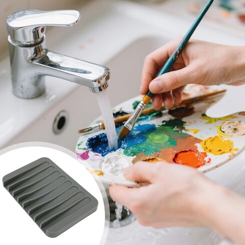 2 Pcs Silicone Paint Brush Holders with 8 Slots, Watercolor Brush Rest Organizer & Display Stand for Artist Washable Paintbrush Storage Rinse Cleaner for Painters Art Students Craft Enthusiasts in Saudi Arabia