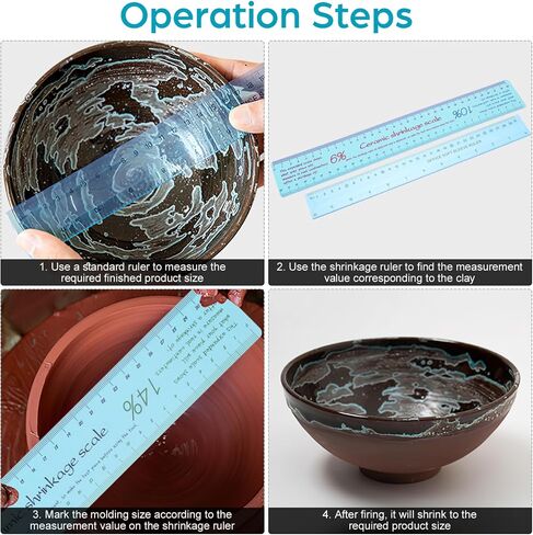 2pcs Clay Sculptures Supplies Plastic Clay Ruler, Pottery Measuring Tool, Shrinkage Scale Ruler for Ceramic Models, Sky-Blue, 14.17 Inch in Saudi Arabia