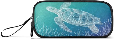 حافظة قلم رصاص ذات سعة عالية من Kcldeci Sea Turtle، حقيبة أقلام رصاص متينة من سلاحف البحر لحيوانات المحيط، حافظة منظمة مع مقبض وحلقة سهلة الإمساك in Kuwait