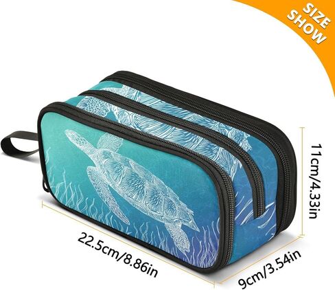 حافظة قلم رصاص ذات سعة عالية من Kcldeci Sea Turtle، حقيبة أقلام رصاص متينة من سلاحف البحر لحيوانات المحيط، حافظة منظمة مع مقبض وحلقة سهلة الإمساك in Kuwait