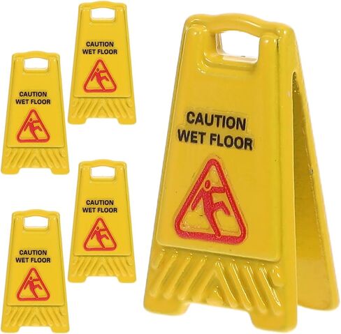 Garneck 5pcs Dollhouse Mini Wet Floor Sign Sign Serboy Writy Safety Ornament Tiny Pary of Slip Scl in Saudi Arabia