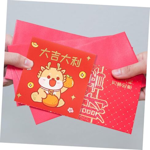 Uonlytech 6pcs Chinese Style Red Envelopes Mini Dragon Design Year Money Pockets Lucky Paper Envelopes for Spring Festival Celebration in Saudi Arabia