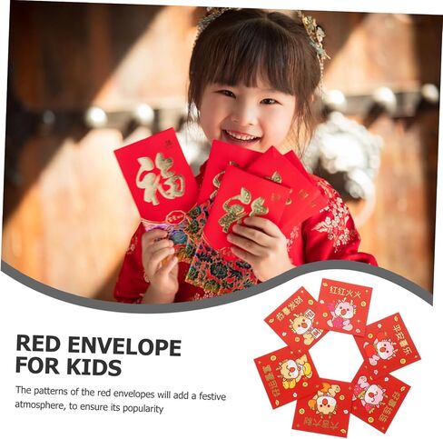 Uonlytech 6pcs Chinese Style Red Envelopes Mini Dragon Design Year Money Pockets Lucky Paper Envelopes for Spring Festival Celebration in Saudi Arabia