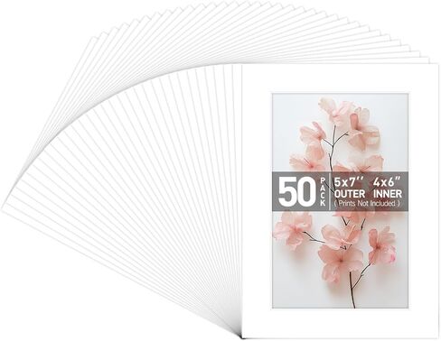 Golden State Art 100 Pack White 5x7 Mat for 4x6 Photo with Backings+Bags | Acid-Free,Pre-Cut,4-Ply, Bevel Cut With White Core For 4x6 Photos,Pictures,Print,Artwork in Saudi Arabia