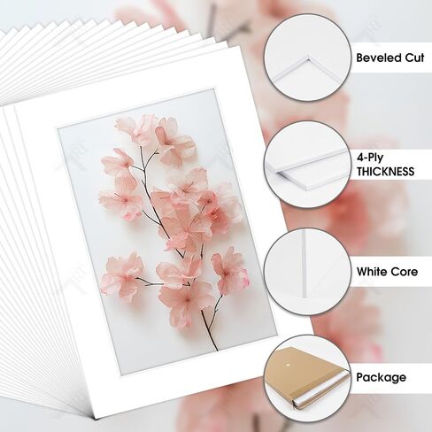Golden State Art 100 Pack White 5x7 Mat for 4x6 Photo with Backings+Bags | Acid-Free,Pre-Cut,4-Ply, Bevel Cut With White Core For 4x6 Photos,Pictures,Print,Artwork in Saudi Arabia