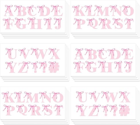 Whaline 232 PCS Pink Bow Alphabet Stickers Coquette Bowknot font alphabet letter ملصقات ملصقات ذاتية اللطيف للوحة النشرة in Saudi Arabia