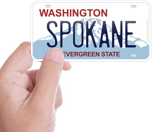 ملصق لوحة ترخيص Spokane Washington - ملصق Spokane Pumper للسيارة ، RV Camper - شرق شرق شمال ولاية أيداهو للهدروفلاس والكمبيوتر المحمول in Saudi Arabia