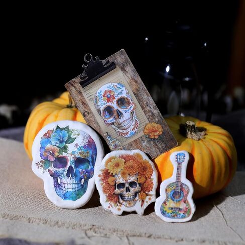 Rub On Transfers for Carfts Vintage Stickers for Wood Glass Paper Fabric Cloth Scrapbooking Decals Journaling Supplies Flowers Mushroom Skull Botanical Elements (Day of The Dead) in Saudi Arabia