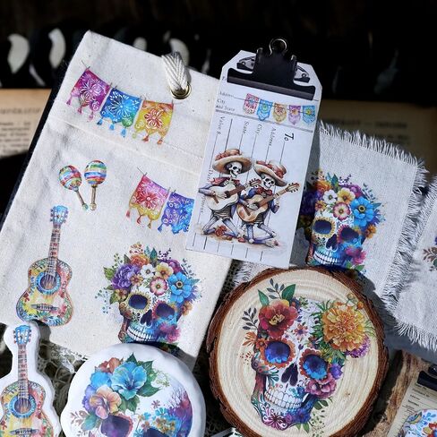 Rub On Transfers for Carfts Vintage Stickers for Wood Glass Paper Fabric Cloth Scrapbooking Decals Journaling Supplies Flowers Mushroom Skull Botanical Elements (Day of The Dead) in Saudi Arabia