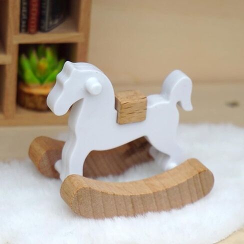 Zerodeko 2Pcs Dollhouse Mini Rocking Horse, 1:12 Dollhouse Rocking Horse, Rocking Horse Chair Furniture Model, Dollhouse Furniture Decor Accessories in Kuwait