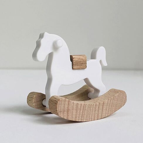 Zerodeko 2Pcs Dollhouse Mini Rocking Horse, 1:12 Dollhouse Rocking Horse, Rocking Horse Chair Furniture Model, Dollhouse Furniture Decor Accessories in Kuwait