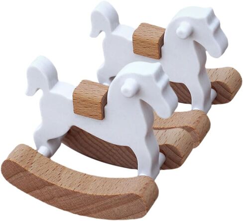 Zerodeko 2Pcs Dollhouse Mini Rocking Horse, 1:12 Dollhouse Rocking Horse, Rocking Horse Chair Furniture Model, Dollhouse Furniture Decor Accessories in Kuwait