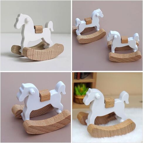 Zerodeko 2Pcs Dollhouse Mini Rocking Horse, 1:12 Dollhouse Rocking Horse, Rocking Horse Chair Furniture Model, Dollhouse Furniture Decor Accessories in Kuwait
