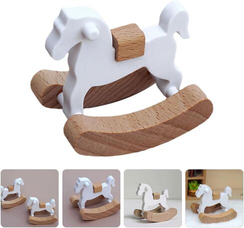 Zerodeko 2Pcs Dollhouse Mini Rocking Horse, 1:12 Dollhouse Rocking Horse, Rocking Horse Chair Furniture Model, Dollhouse Furniture Decor Accessories in Kuwait