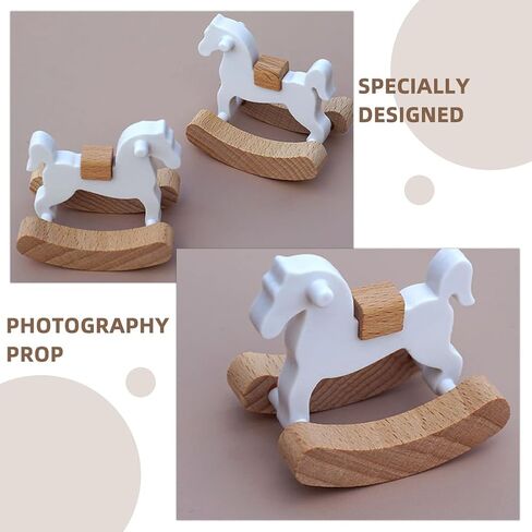 Zerodeko 2Pcs Dollhouse Mini Rocking Horse, 1:12 Dollhouse Rocking Horse, Rocking Horse Chair Furniture Model, Dollhouse Furniture Decor Accessories in Kuwait