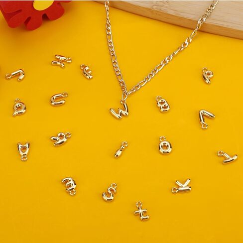 26pcs A-Z Letter Charms, Gold Glitter Bubble Alphabet Pendants Stylish Initial Charms with Round Rings for Bracelets Necklaces Earrings Women DIY Jewelry Craft Making Set in Saudi Arabia