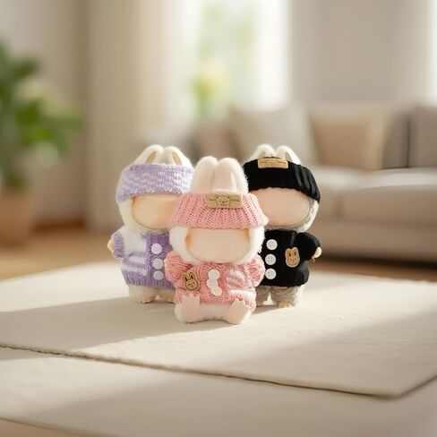 مجموعة ملابس لـ Labubu ، 9 قطع - 3 ملابس تم تعيينها لـ 15 سم و 17 سم لابوبو ، ملابس للدمى - سترة + قبعة + حقيبة ، ملابس دمية متميزة بألوان متعددة (وردي ، أسود ، أرجواني) in Kuwait