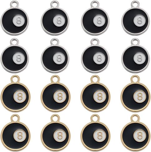 Sunnyclue 1 Box 40pcs eight ball charms number number charms bulk lucky numbers pendants for jews in Saudi Arabia