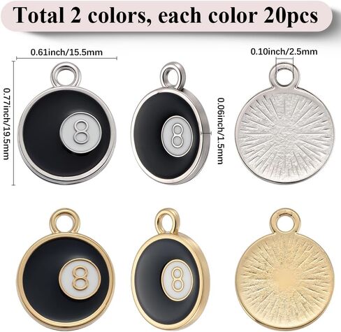 Sunnyclue 1 Box 40pcs eight ball charms number number charms bulk lucky numbers pendants for jews in Saudi Arabia