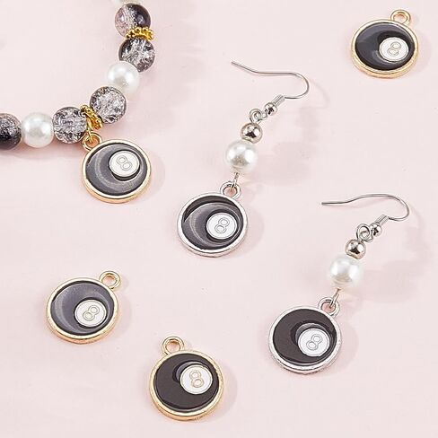 Sunnyclue 1 Box 40pcs eight ball charms number number charms bulk lucky numbers pendants for jews in Saudi Arabia