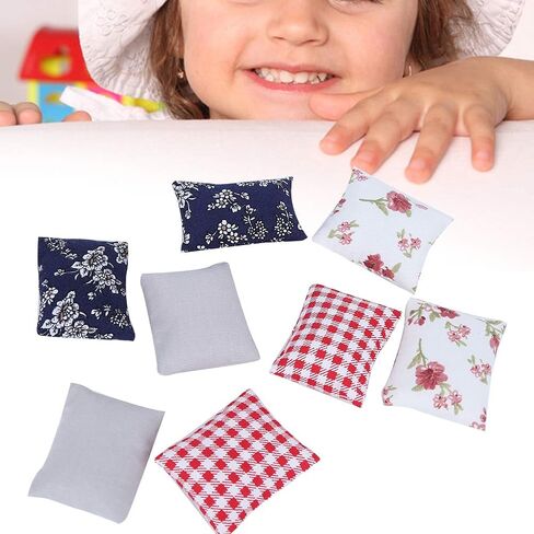 1:12 Dollhouse Pillow Cushions, Mini Realistic Pillows Miniature Docaration Accessory for Doll House Living Room Sofa Bedroom Bed(Sofa Pillow) in Saudi Arabia