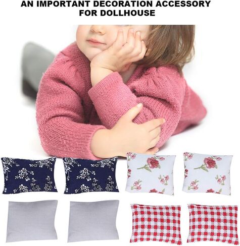 1:12 Dollhouse Pillow Cushions, Mini Realistic Pillows Miniature Docaration Accessory for Doll House Living Room Sofa Bedroom Bed(Sofa Pillow) in Saudi Arabia