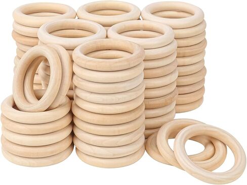 45 Pack 4 Inch Wooden Rings for Crafts, Unfinished Wood Rings, Macrame Wooden Rings for DIY Jewelry, Wind Chimes, Plant Hanging in Kuwait