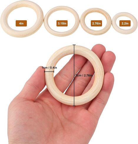 45 Pack 4 Inch Wooden Rings for Crafts, Unfinished Wood Rings, Macrame Wooden Rings for DIY Jewelry, Wind Chimes, Plant Hanging in Kuwait