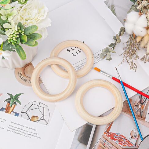 45 Pack 4 Inch Wooden Rings for Crafts, Unfinished Wood Rings, Macrame Wooden Rings for DIY Jewelry, Wind Chimes, Plant Hanging in Kuwait