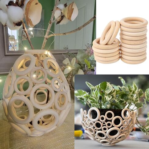 45 Pack 4 Inch Wooden Rings for Crafts, Unfinished Wood Rings, Macrame Wooden Rings for DIY Jewelry, Wind Chimes, Plant Hanging in Kuwait