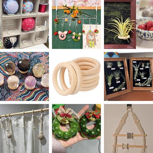 45 Pack 4 Inch Wooden Rings for Crafts, Unfinished Wood Rings, Macrame Wooden Rings for DIY Jewelry, Wind Chimes, Plant Hanging in Kuwait
