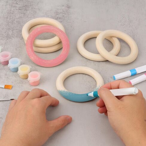 45 Pack 4 Inch Wooden Rings for Crafts, Unfinished Wood Rings, Macrame Wooden Rings for DIY Jewelry, Wind Chimes, Plant Hanging in Kuwait