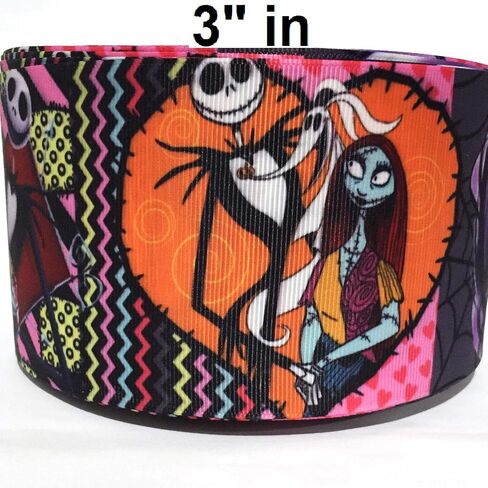 Grosgrain Ribbon 3 "Skulls Halloween & Christmas Printed Kids Fun Per Yard in Saudi Arabia