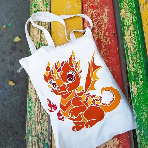 FINGERINSPIRE Cute Little Fire Dragon Painting Stencil 11.8x11.8 inch Reusable Cute Dragon Pattern Drawing Template DIY Baby Dragon Decoration Stencil for Painting on Wood Wall Fabric Paper Furniture in Saudi Arabia