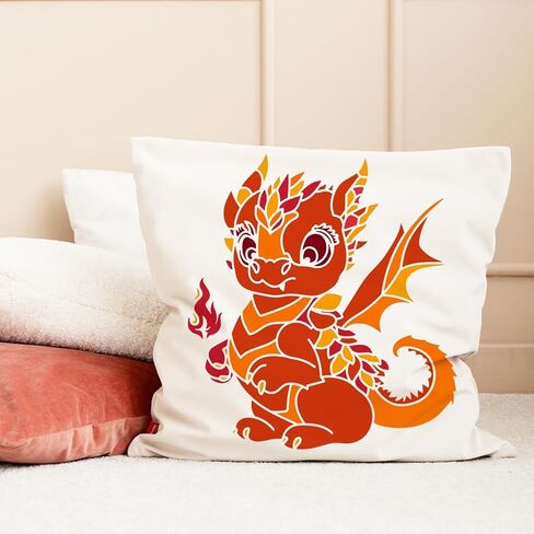 FINGERINSPIRE Cute Little Fire Dragon Painting Stencil 11.8x11.8 inch Reusable Cute Dragon Pattern Drawing Template DIY Baby Dragon Decoration Stencil for Painting on Wood Wall Fabric Paper Furniture in Saudi Arabia