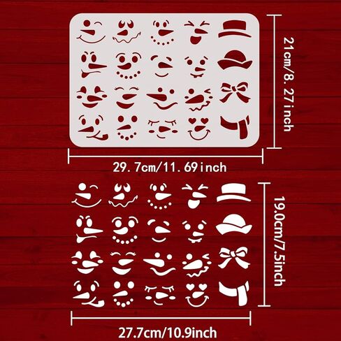 FINGERINSPIRE Snowman Face Stencil 11.7x8.3 inch Snow Man Stencil Plastic Snowman Smile Face Hat Bow Scarf Pattern Template DIY Home Christmas Decor Stencils for Painting on Wood Floor Wall in Saudi Arabia
