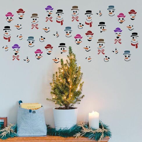 FINGERINSPIRE Snowman Face Stencil 11.7x8.3 inch Snow Man Stencil Plastic Snowman Smile Face Hat Bow Scarf Pattern Template DIY Home Christmas Decor Stencils for Painting on Wood Floor Wall in Saudi Arabia