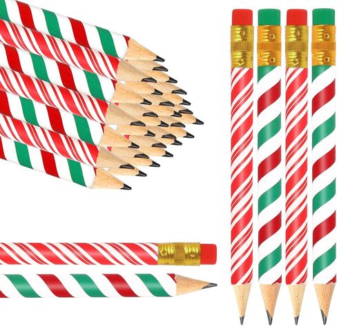 50pcs عيد الميلاد قلم رصاص قصير مع ممحاة 4 في شريط أخضر أحمر كتابة قلم رصاص الخشب عيد الميلاد نصف القلم الرصاص لفصول الطبقة القرطاسية الهدية in Saudi Arabia